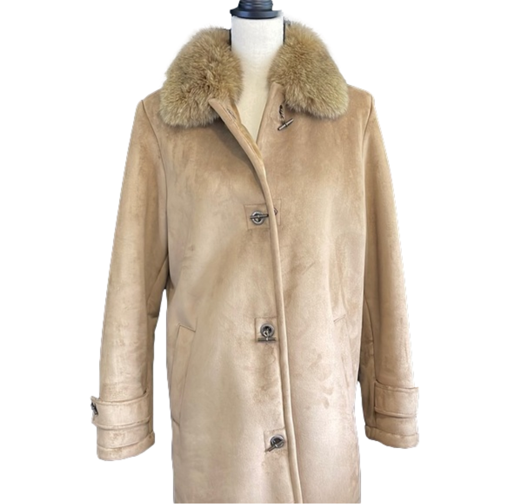 Dana Buchman Women's medium coat with fur collar trim